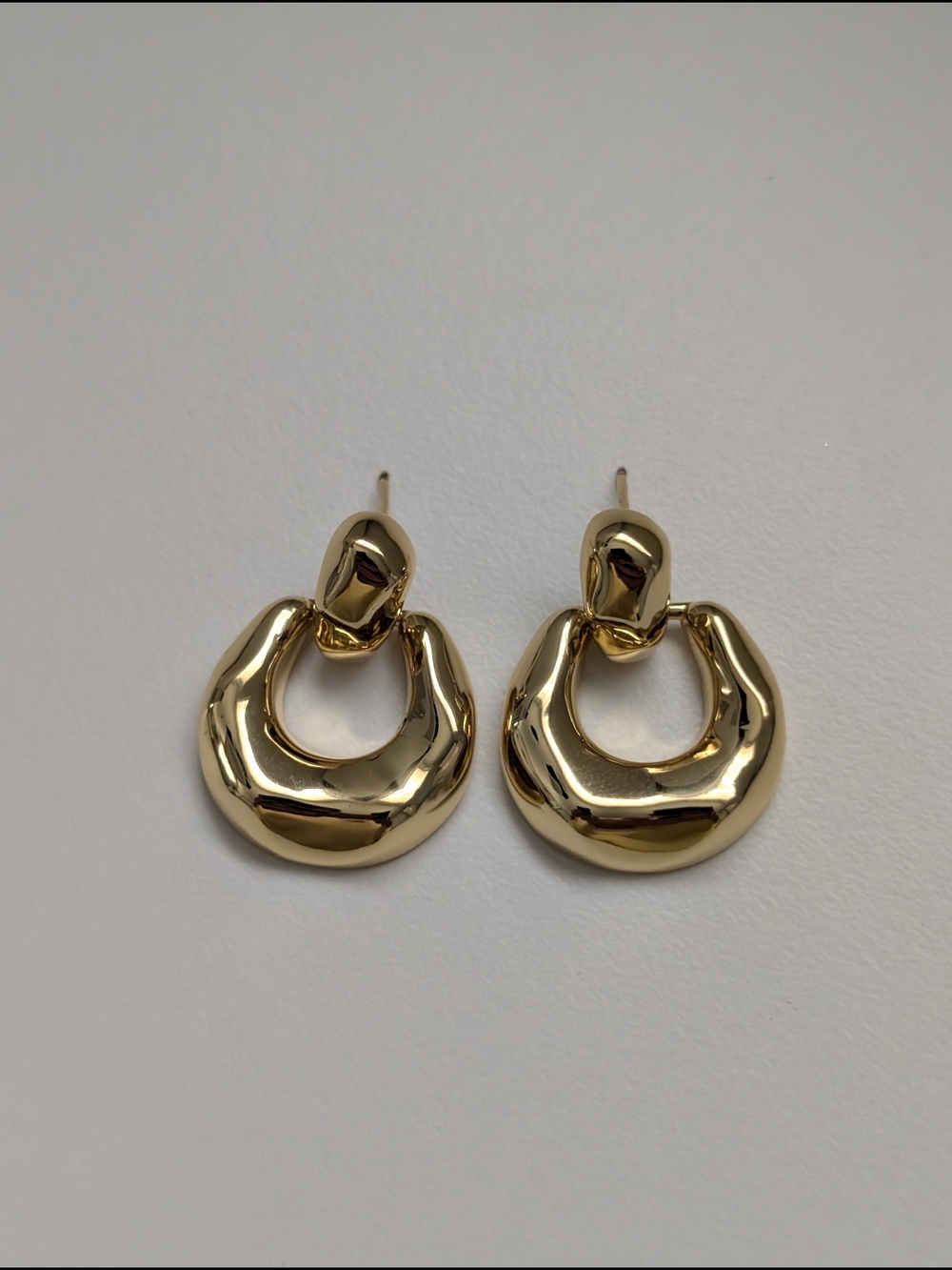 18K Gold Plated Sculpted Hoop Drop Earrings - Women Jewelry